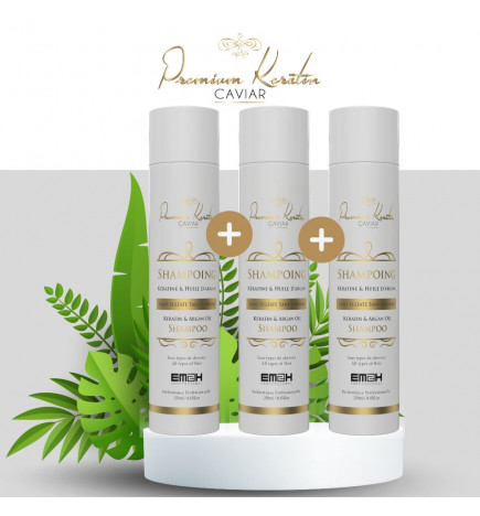 Premium Keratin Caviar - 3x Shampoo mit Keratine und Arganöl