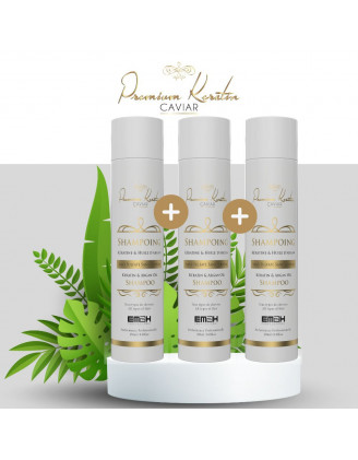 Premium Keratin Caviar pack de 3 Shampoing sans sulfates