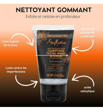 SShea Moisture African Black Soap Clarifying Facial Wash & Scrub
