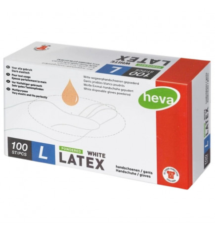 Heva white disposable gloves powdered L