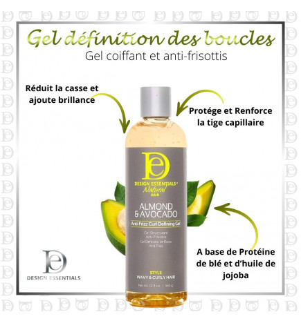 Design Essentials Almond Avocado Anti-frizz Curl Defining Gel - Gel definizione ricci e anti-crespo