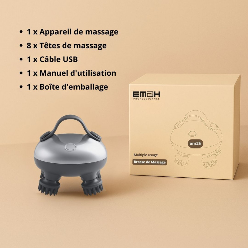 EM2H - Brosse de Massage Électrique pour le Cuir Chevelu