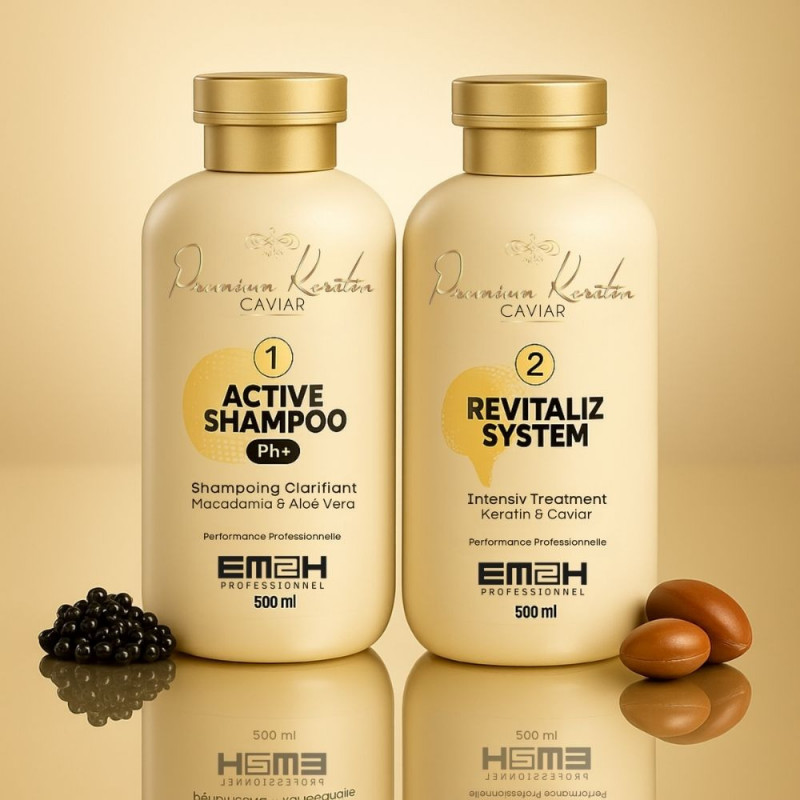 Premium Keratin Caviar Brazilian Keratin Treatment Kit (Activ Shampoo & Revitaliz System) - 500ml Premium Keratin Caviar Brazilian Keratin Treatment Kit (Activ Shampoo & Revitaliz System) - 500ml