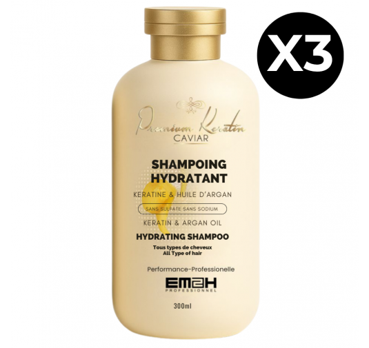 Premium Keratin Caviar pack de 3 Shampoing sans sulfates